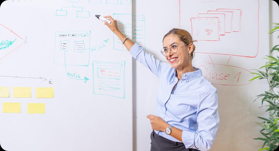 Developer explaining work flow