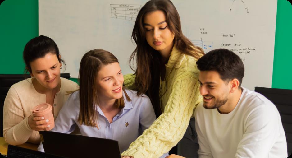 Development team discussing code